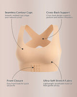 Cross Back Front Closure Wireless Posture Support Bra